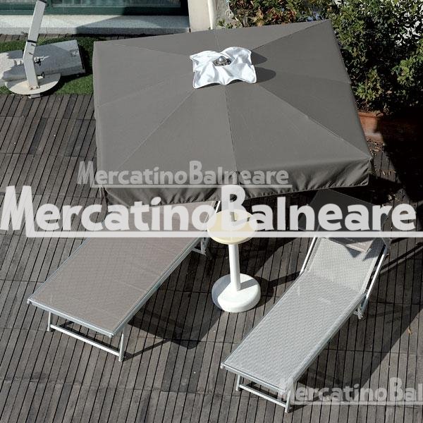 Ombrellone quadrato da spiaggia con panta e soffietto