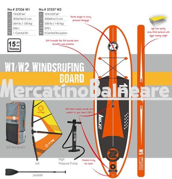 Windsrufing board W1-No 37336 W2-No 37337 10FT thinkness 6in - immagine 2