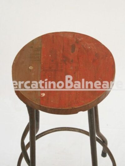 Sgabello in metallo e legno Teak di recupero - immagine 2