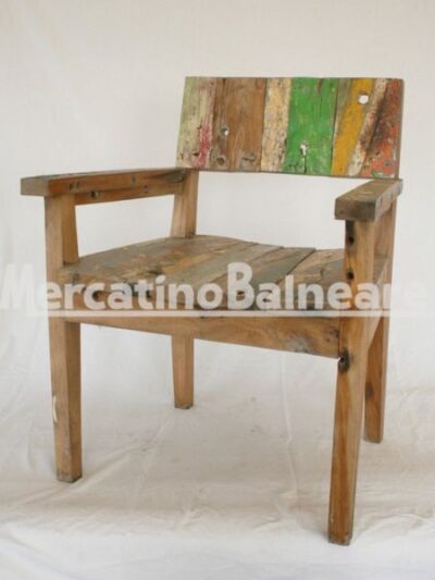 Sedia con braccioli in legno Teak di recupero - immagine 2