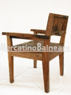 Sedia con braccioli in legno Teak di recupero