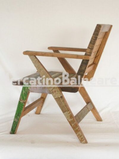Sedia in legno di recupero con braccioli - immagine 2