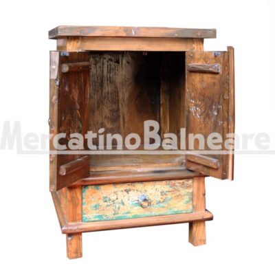 Comodino mobiletto in legno di recupero barche - immagine 2