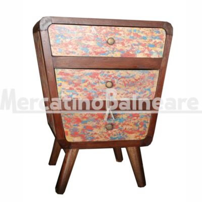 Comodino in legno di recupero barche in Teak