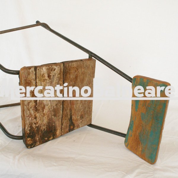 Sgabello Bar in metallo e legno Teak di recupero - immagine 2