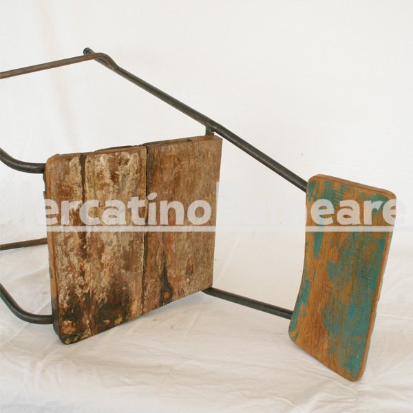 Sgabello Bar in metallo e legno Teak di recupero - immagine 2