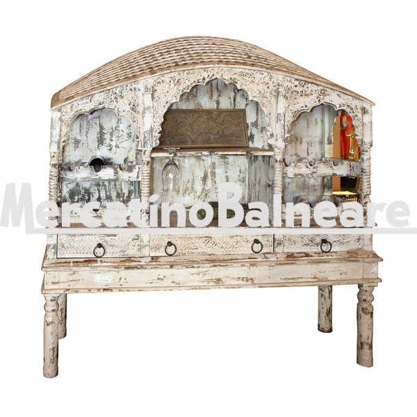 Mobile cantinetta in legno di recupero decapato, India