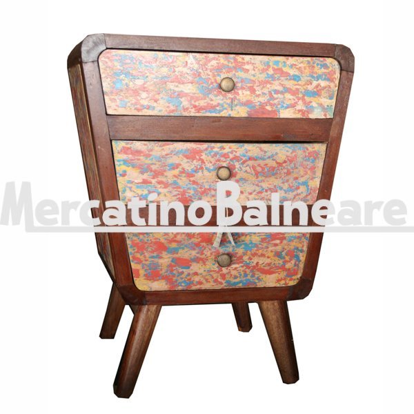 Comodino in legno di recupero barche in Teak