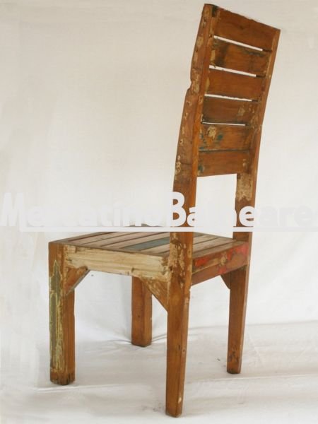 Sedia in legno Teak di recupero con schienale alto - immagine 2