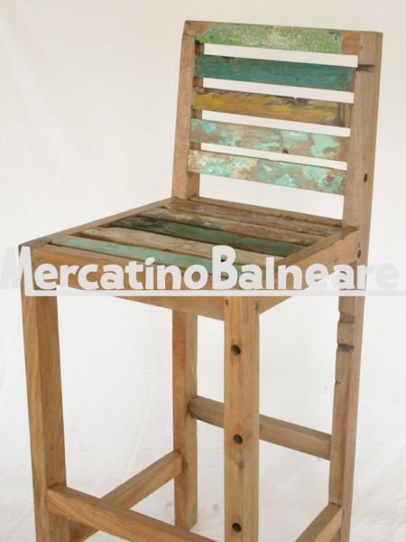 Sgabello Bar in legno Teak di recupero - immagine 2