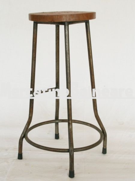 Sgabello in metallo e legno Teak di recupero