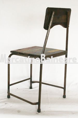 Sedia in metallo e legno Teak di recupero