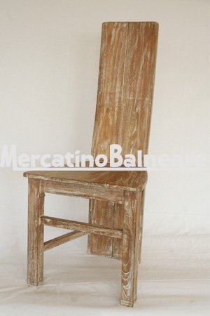 Seggiola schienale alto in legno di Teak decapato - immagine 2
