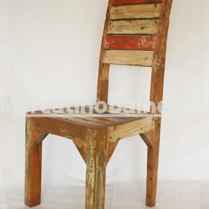 Sedia in legno Teak di recupero con schienale alto