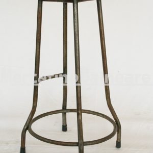 Sgabello in metallo e legno Teak di recupero