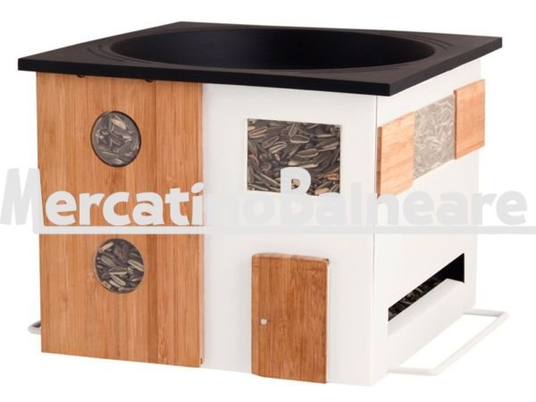 Mangiatoia con tetto abbeveratoio Bianca Wildlife Garden